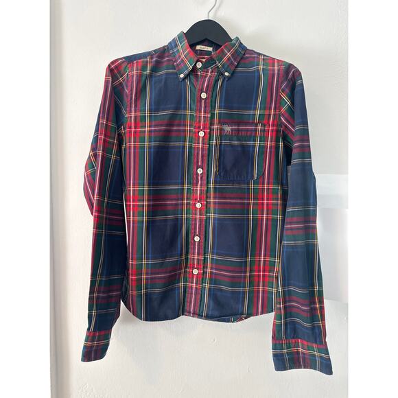 Ambercombie & Fitch muscle button down long sleeve Christmas men’s top Sz S - Picture 4 of 10